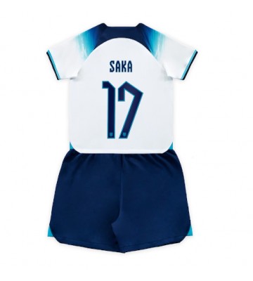 Anglia Bukayo Saka #17 Koszulka Podstawowych Dziecięca MŚ 2022 Krótki Rękaw (+ Krótkie spodenki)